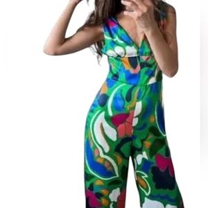 Zara Floral Wide Leg Jumpsuit Women’s Sz S Boho Summer NWT